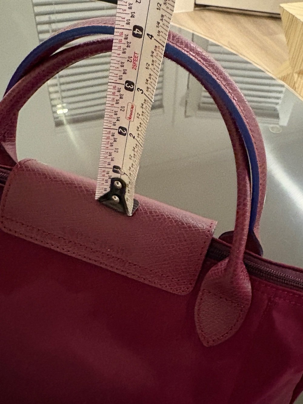 Longchamp Le Pliage Club Small Nylon Travel Bag Plum - Picture 13 of 15